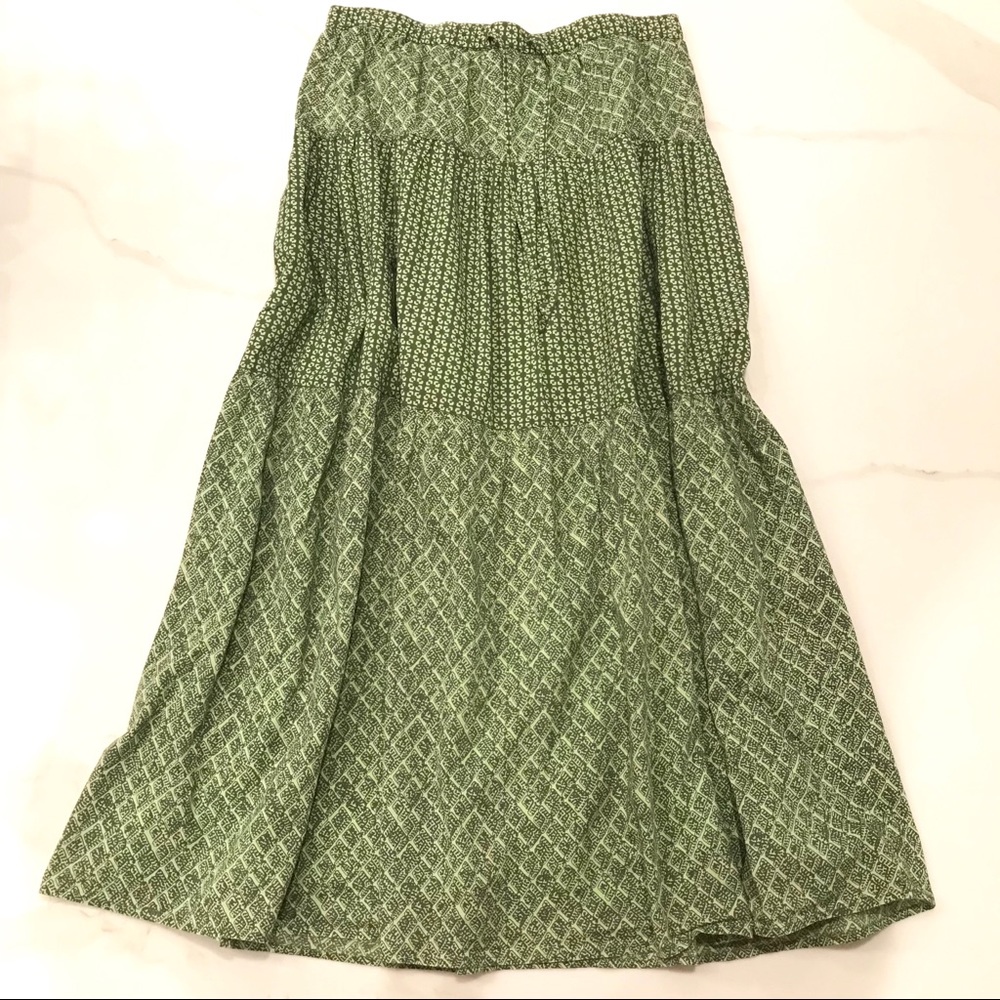 J. Jill Green Print Long Boho Lined Skirt, Size XS